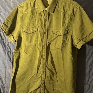 Guess Men's Olive Green Cargo Button-Down Shirt L/G EUC Thrift Vintage